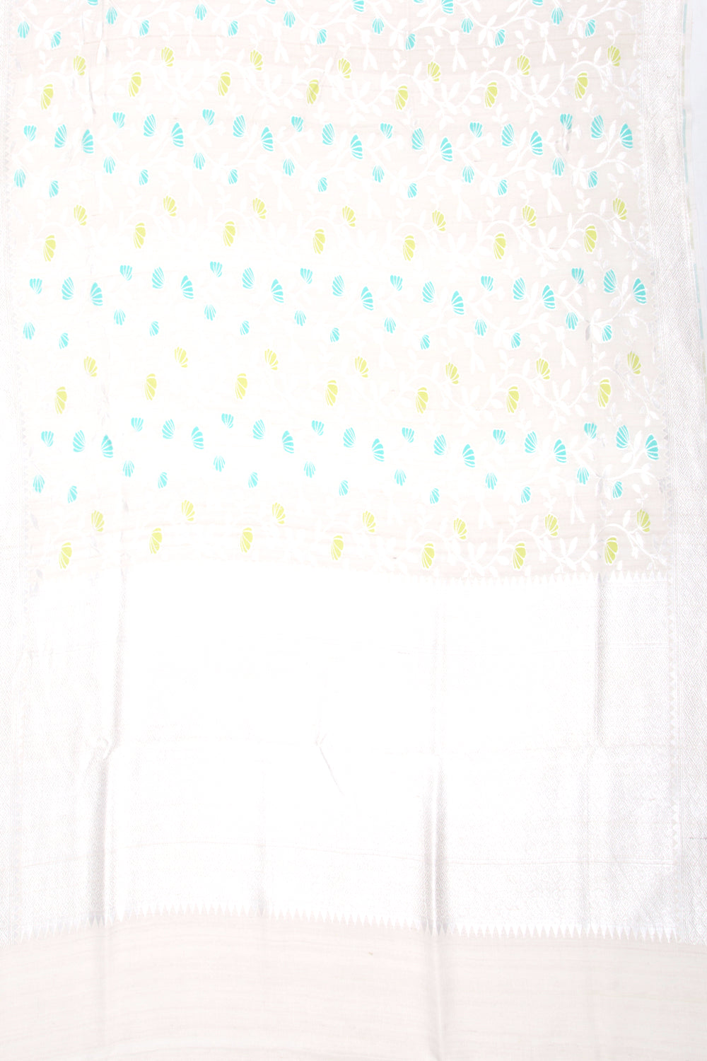 Banarasi Tussar Georgette Jaal Cream Saree