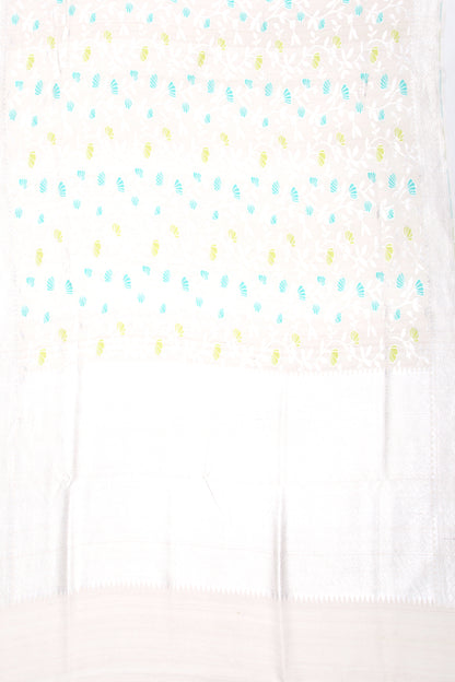 Banarasi Tussar Georgette Jaal Cream Saree