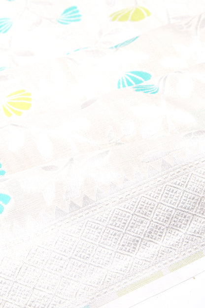 Banarasi Tussar Georgette Jaal Cream Saree