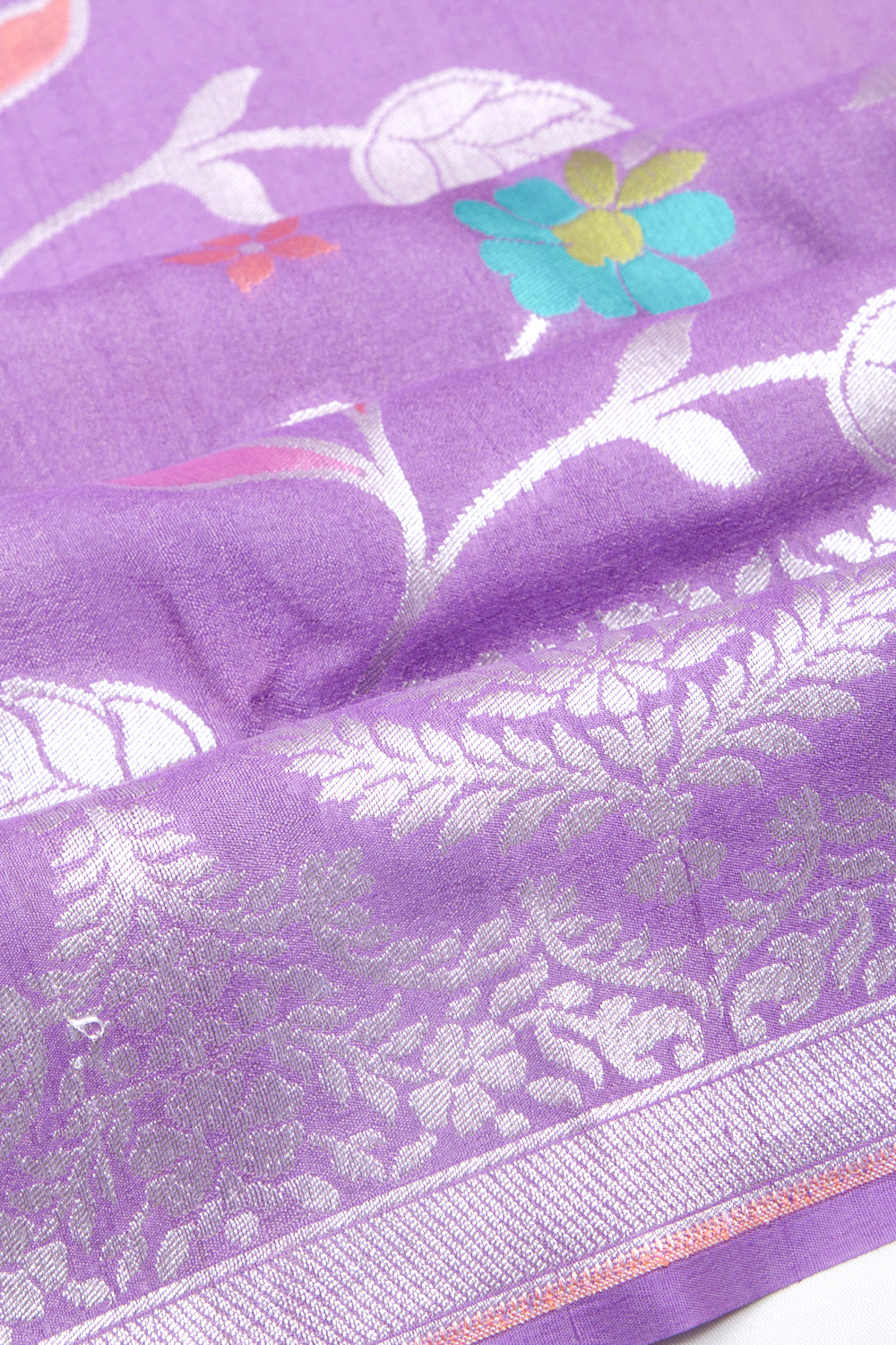 Banarasi Tussar Georgette Jaal Lavender Saree