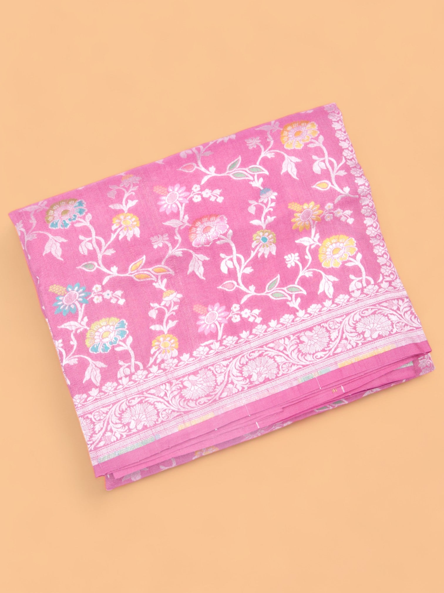 Banarasi Tussar Georgette Jaal Pink Saree