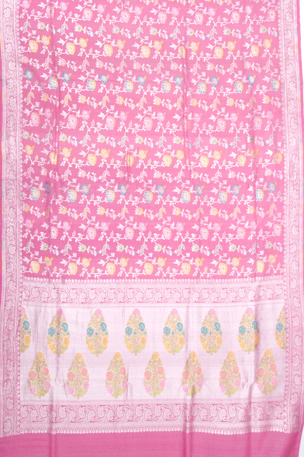 Banarasi Tussar Georgette Jaal Pink Saree