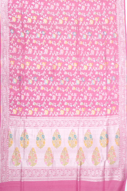 Banarasi Tussar Georgette Jaal Pink Saree