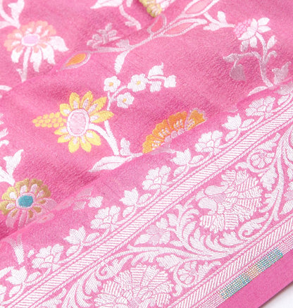 Banarasi Tussar Georgette Jaal Pink Saree
