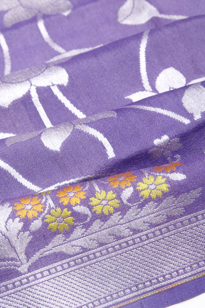 Banarasi Tussar Georgette Jaal Purple Saree
