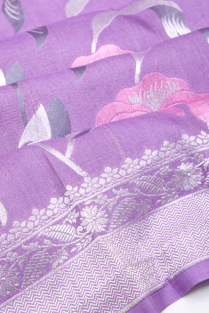 Banarasi Tussar Georgette Jaal Lavender Saree