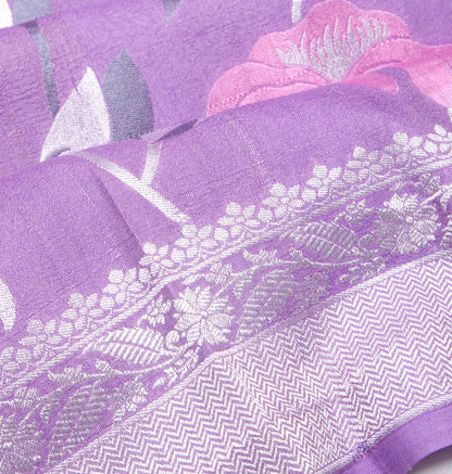 Banarasi Tussar Georgette Jaal Lavender Saree