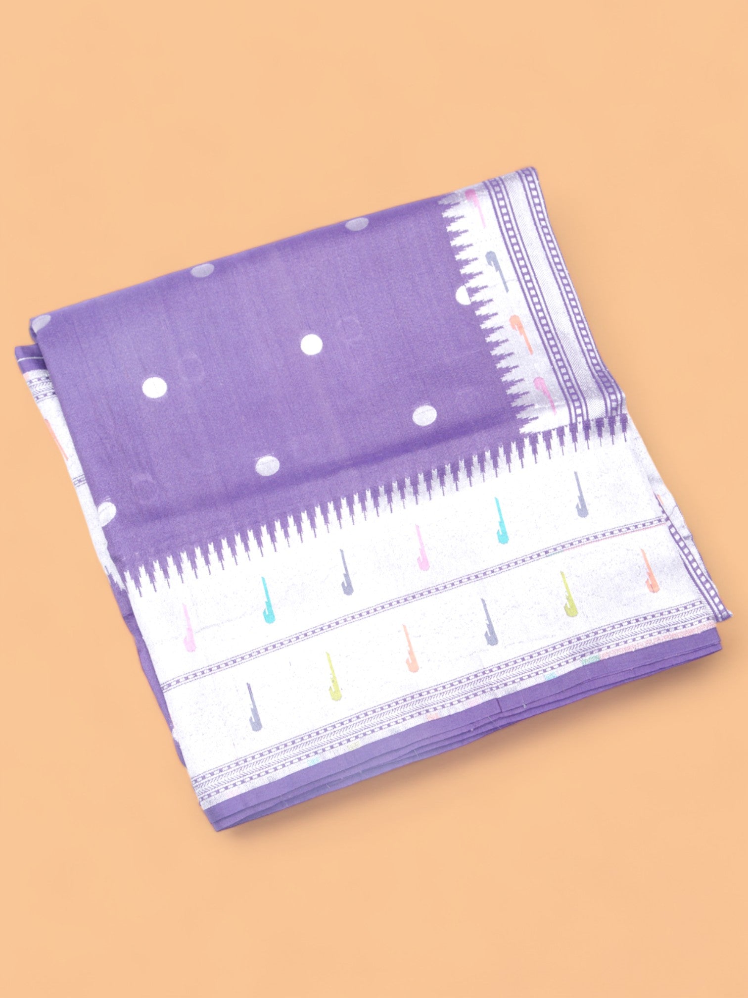 Banarasi Tussar Georgette Polka Dot Butta Lavender Saree