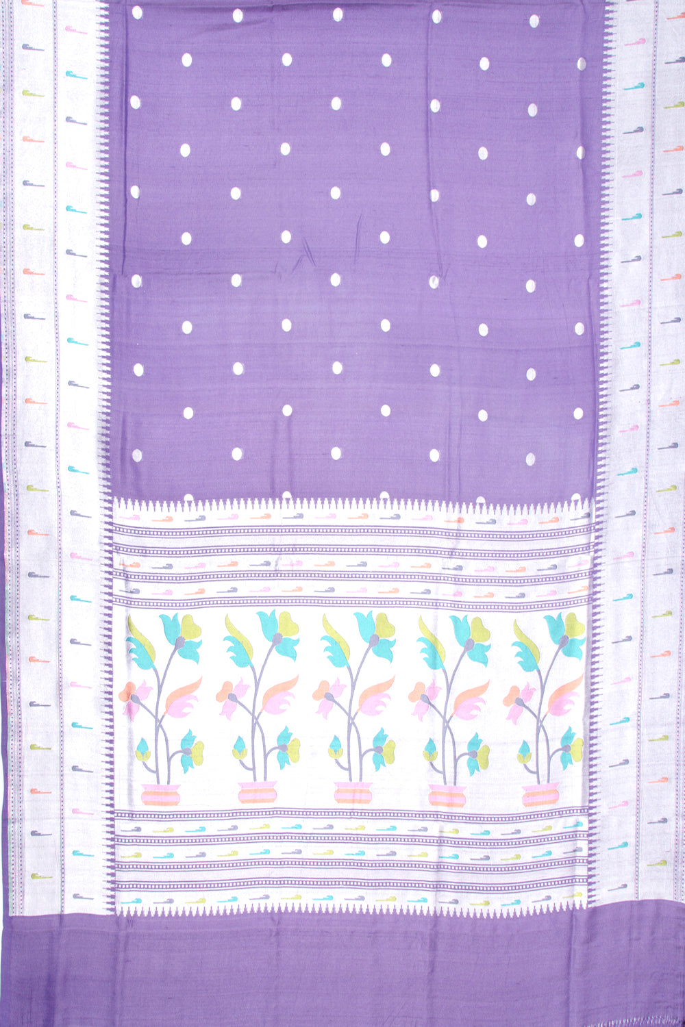 Banarasi Tussar Georgette Polka Dot Butta Lavender Saree