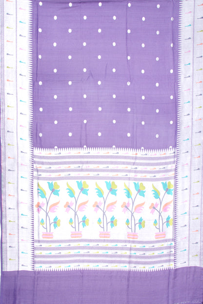 Banarasi Tussar Georgette Polka Dot Butta Lavender Saree