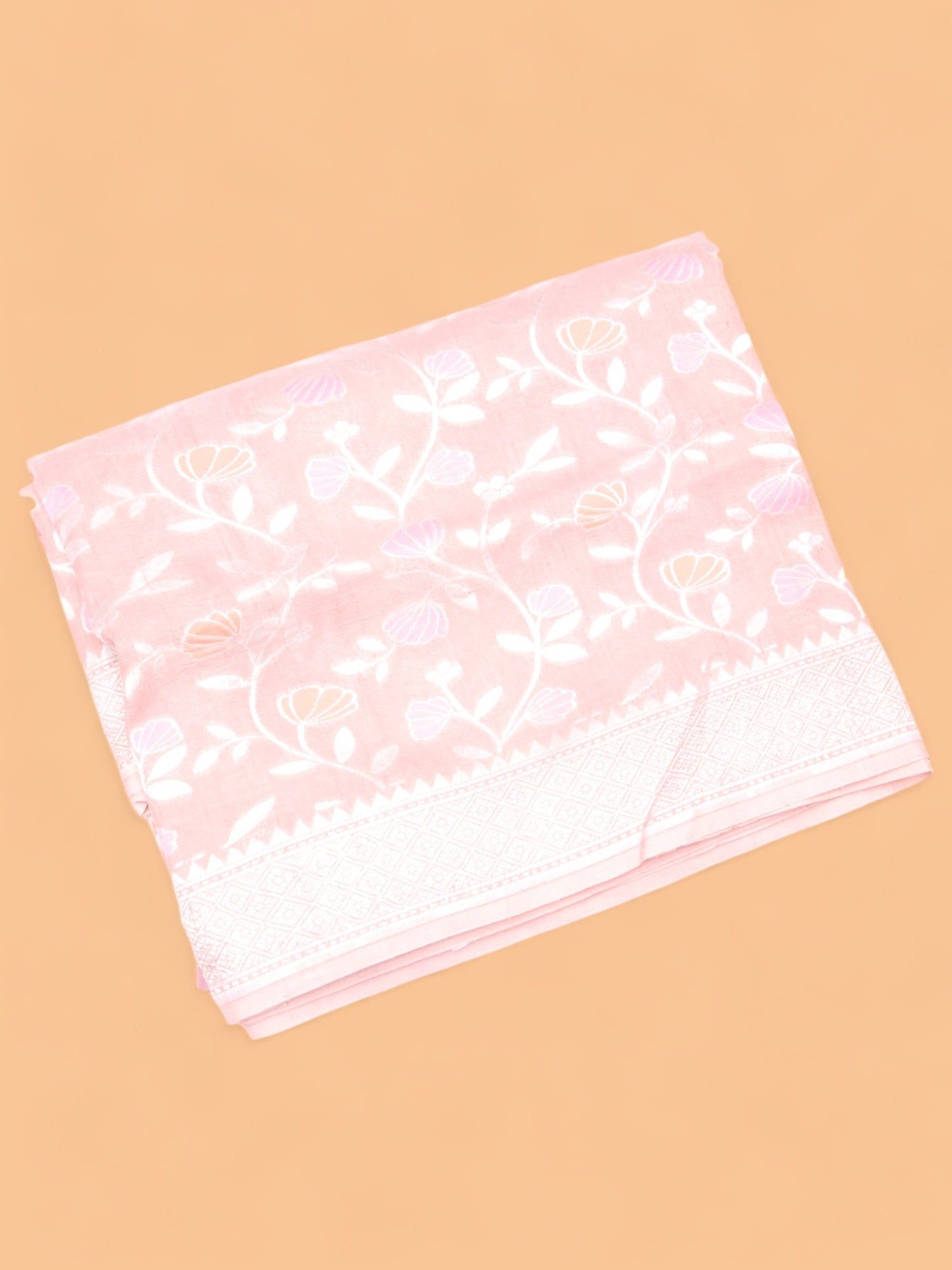 Banarasi Tussar Georgette Jaal Peach Saree