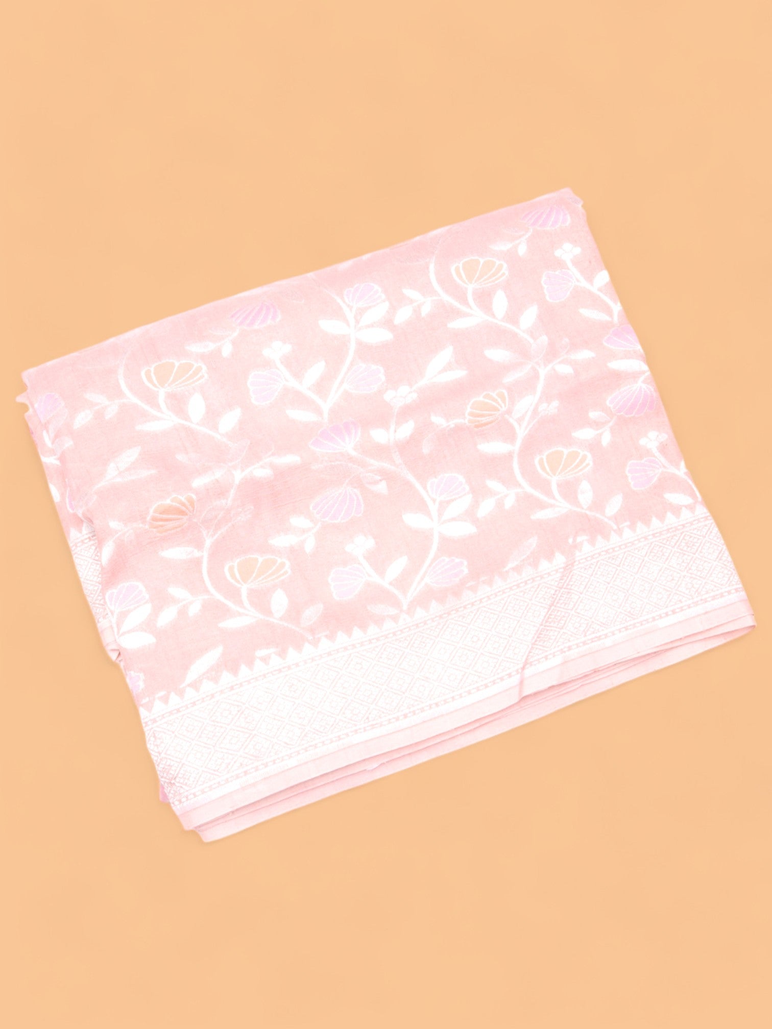 Banarasi Tussar Georgette Jaal Peach Saree