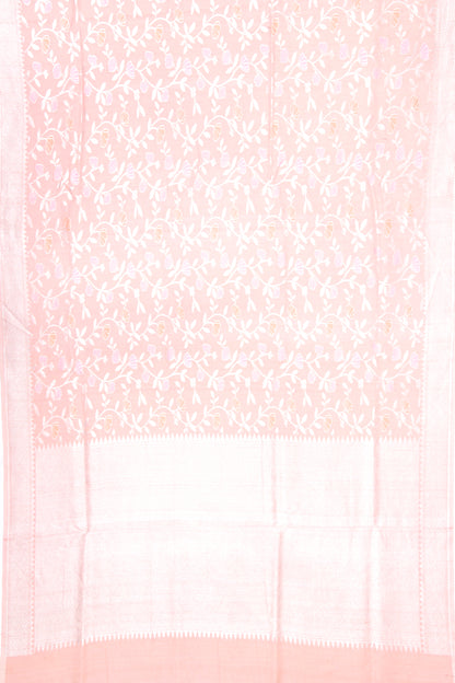 Banarasi Tussar Georgette Jaal Peach Saree