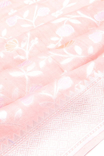Banarasi Tussar Georgette Jaal Peach Saree