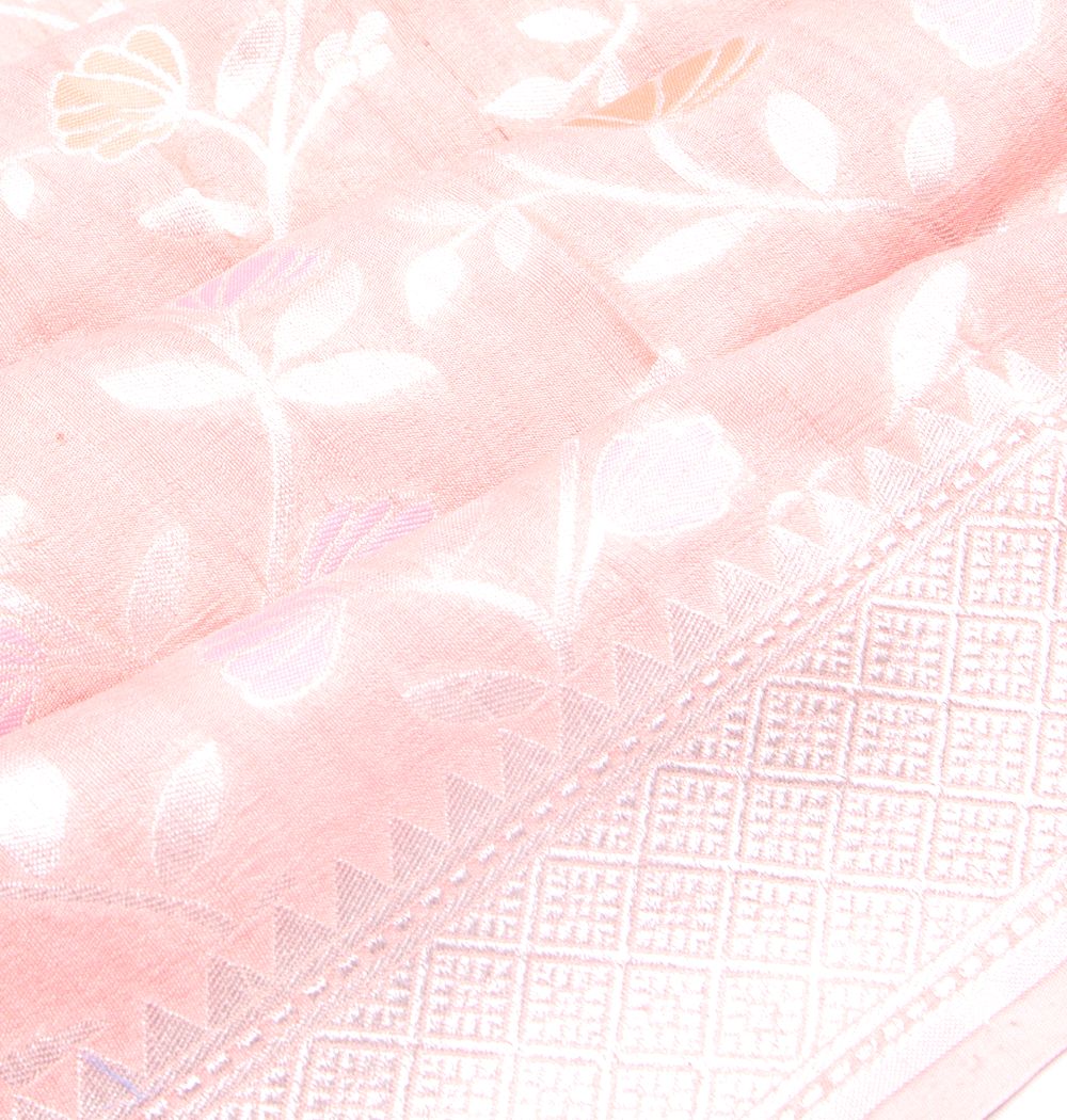 Banarasi Tussar Georgette Jaal Peach Saree