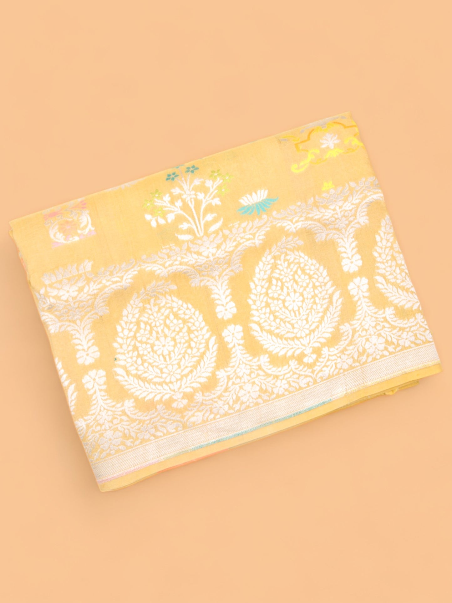 Banarasi Tussar Georgette Jaal Yellow Saree