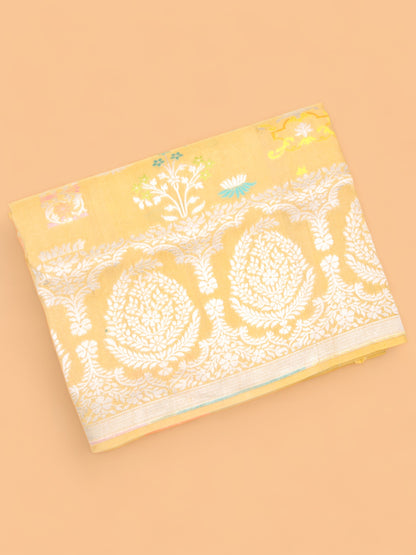 Banarasi Tussar Georgette Jaal Yellow Saree