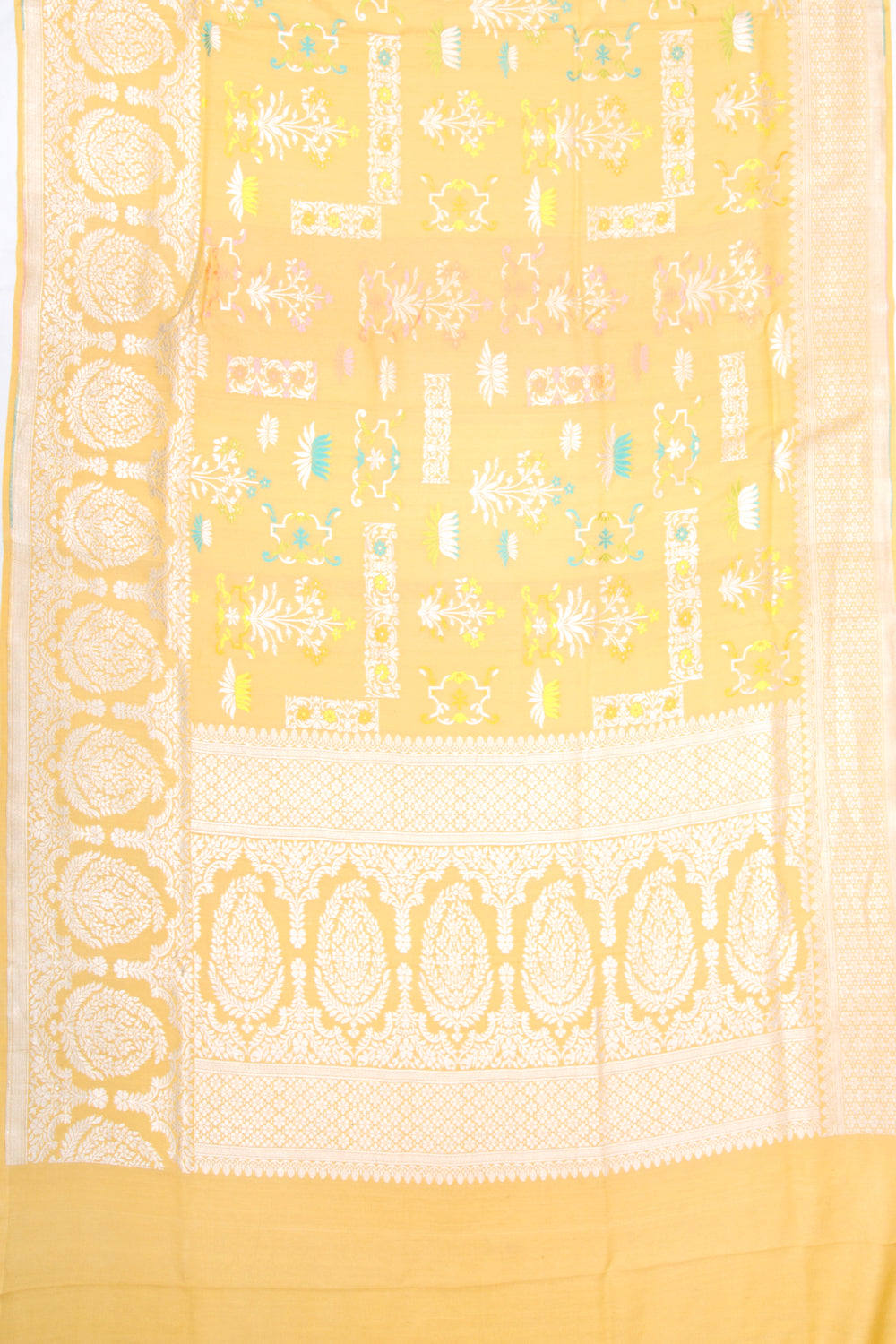 Banarasi Tussar Georgette Jaal Yellow Saree