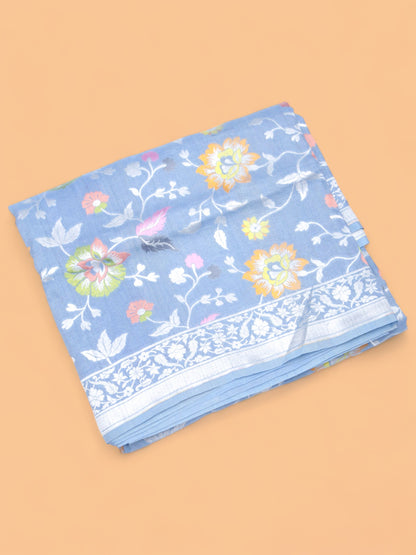 Banarasi Tussar Georgette Jaal Blue Saree