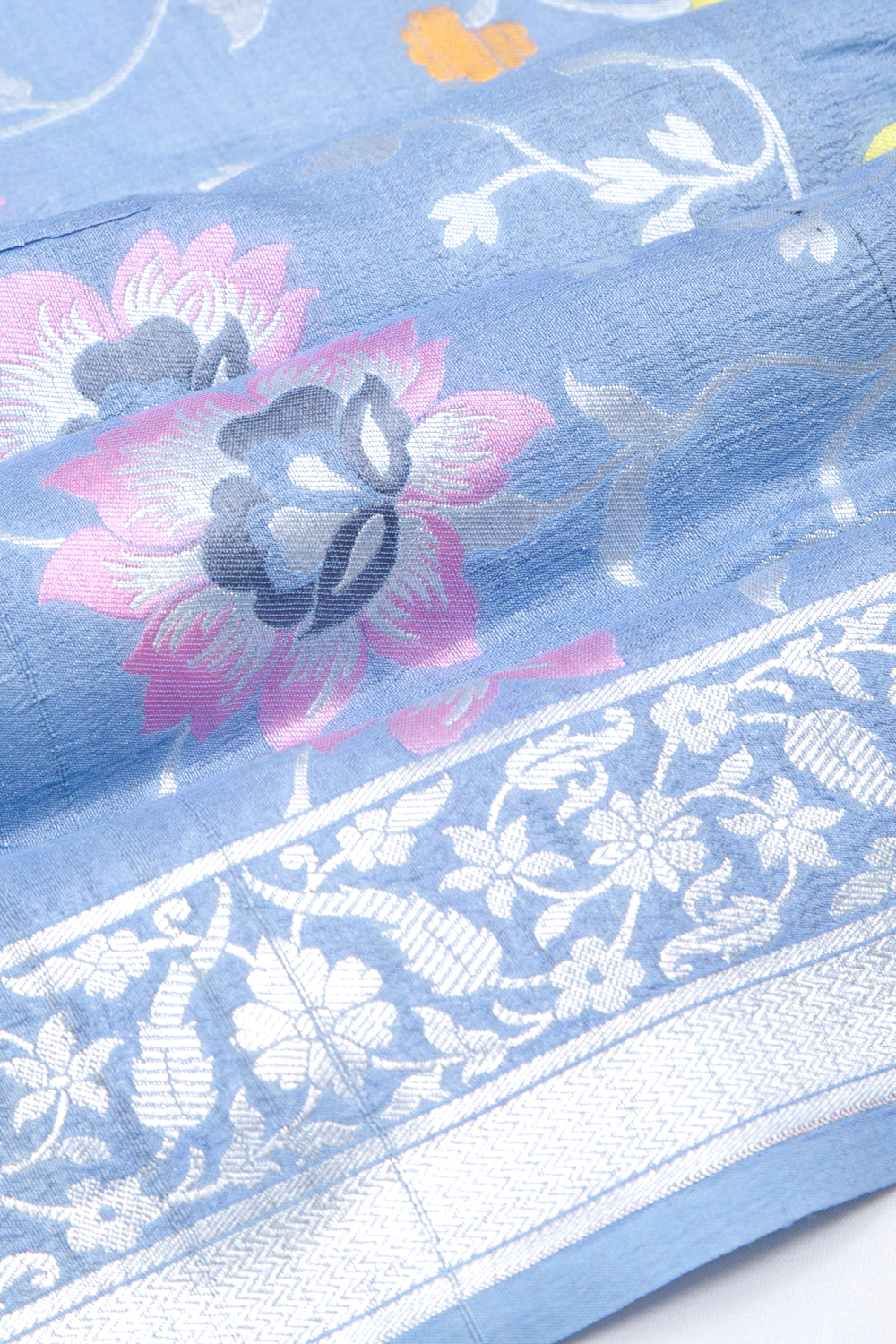 Banarasi Tussar Georgette Jaal Blue Saree