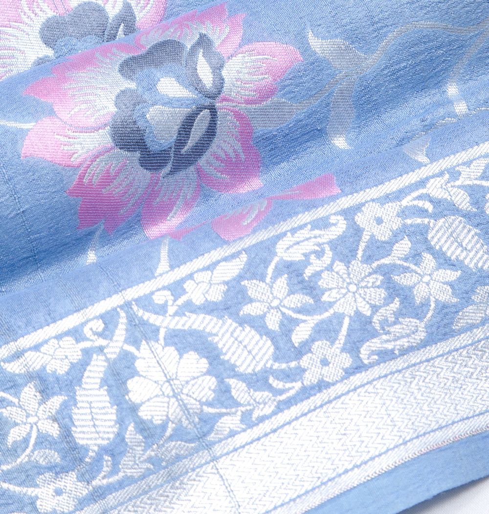 Banarasi Tussar Georgette Jaal Blue Saree