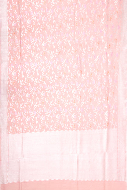 Banarasi Tussar Georgette Jaal Peach Saree