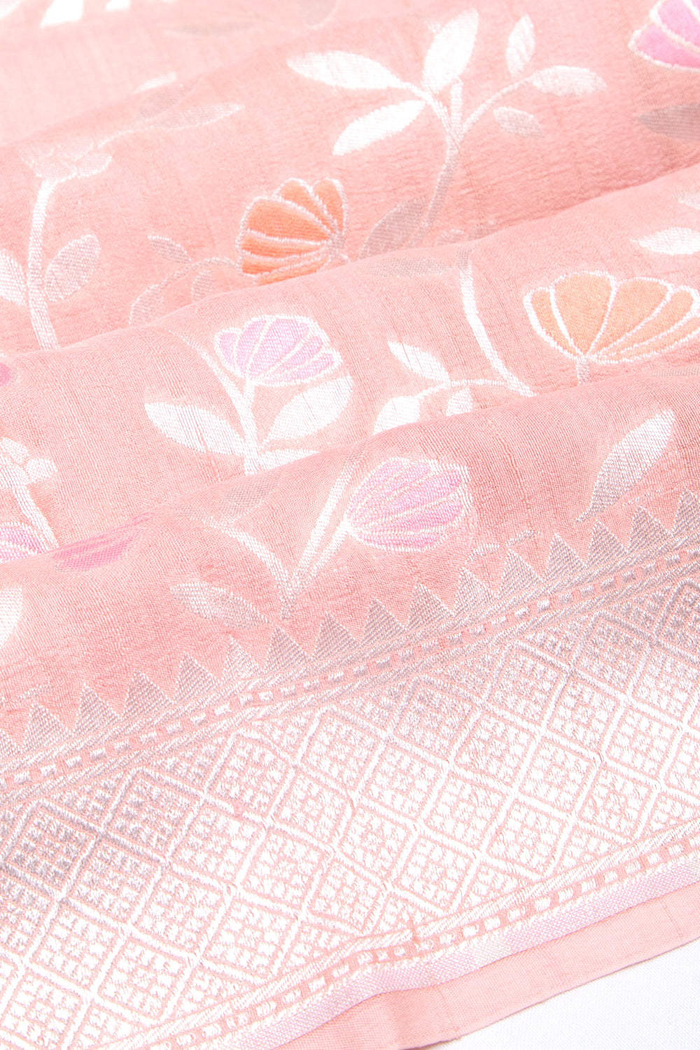 Banarasi Tussar Georgette Jaal Peach Saree