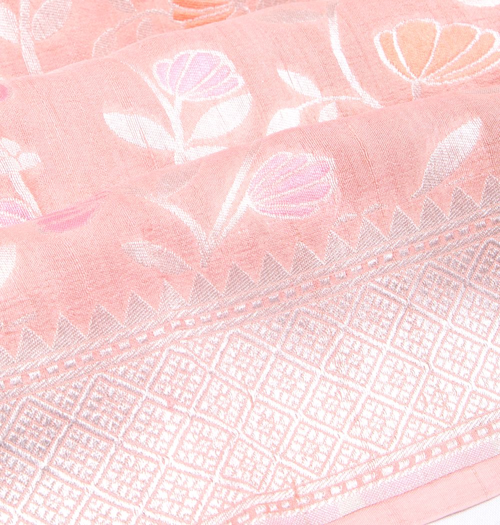Banarasi Tussar Georgette Jaal Peach Saree