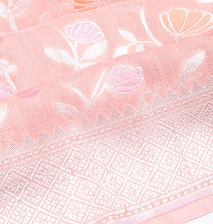 Banarasi Tussar Georgette Jaal Peach Saree