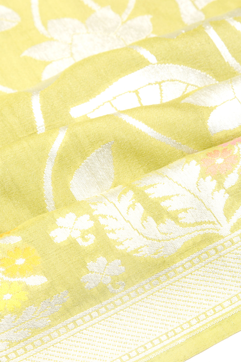 Banarasi Tussar Georgette Jaal Mehandi Green Saree