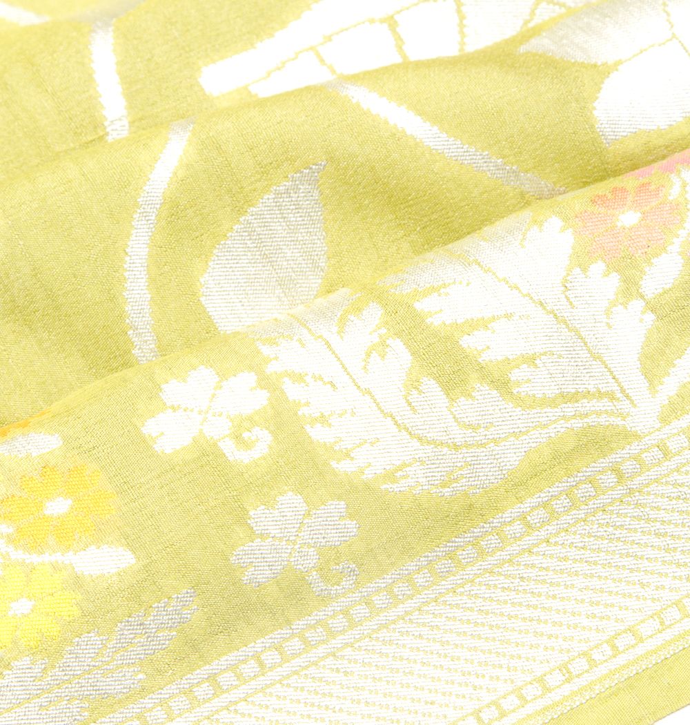 Banarasi Tussar Georgette Jaal Mehandi Green Saree