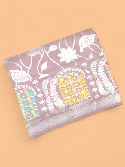 Banarasi Tussar Georgette Jaal Brown Saree