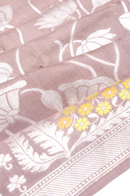 Banarasi Tussar Georgette Jaal Brown Saree