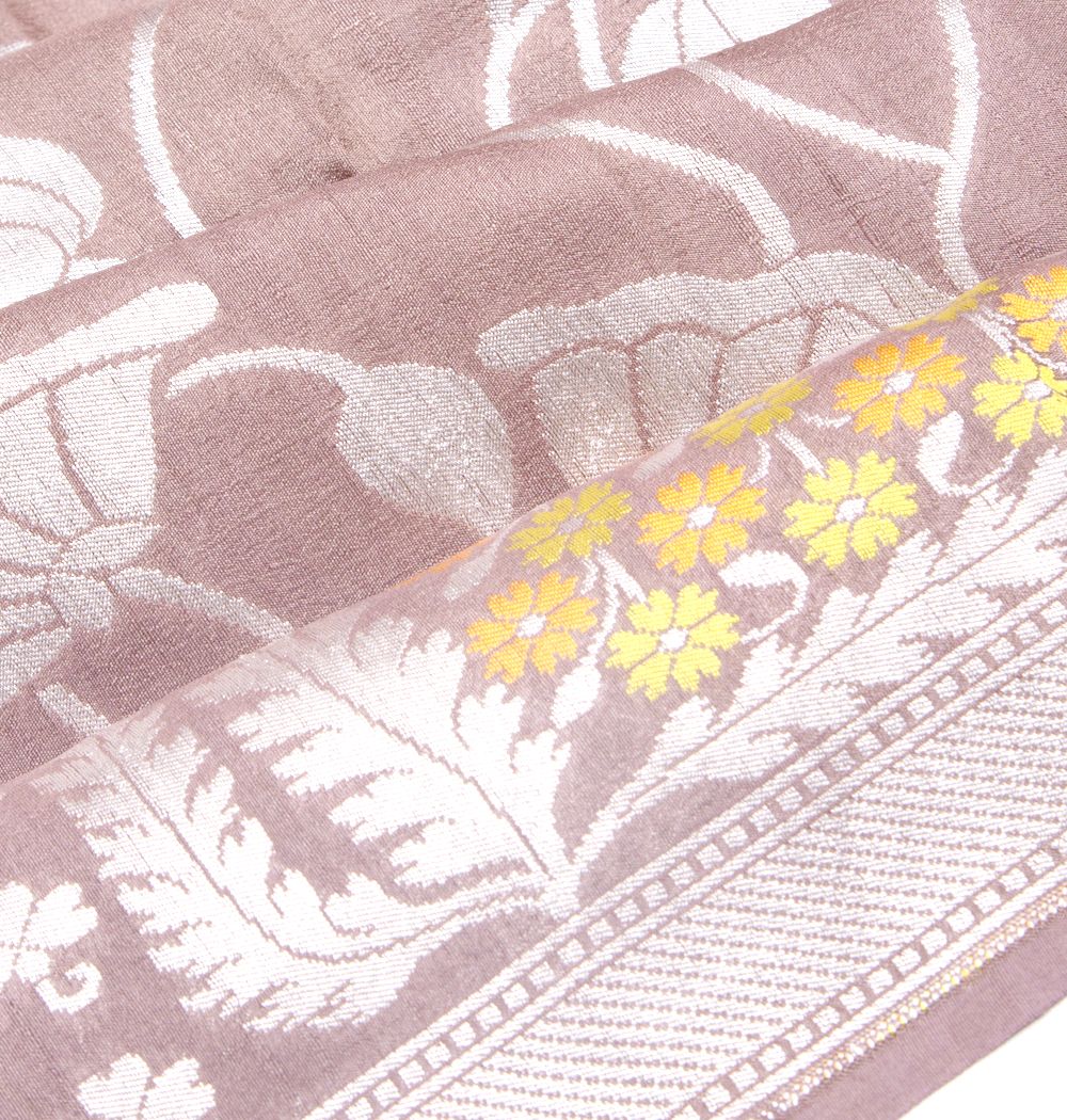 Banarasi Tussar Georgette Jaal Brown Saree