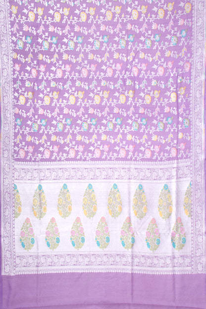 Banarasi Tussar Georgette Jaal Lavender Saree