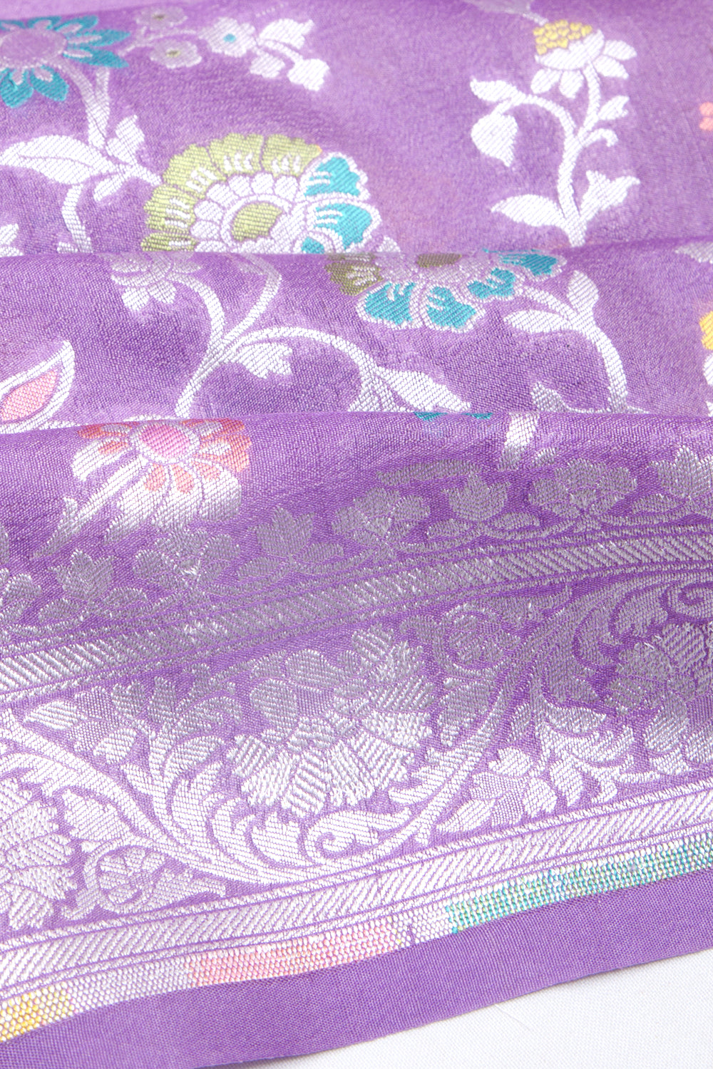 Banarasi Tussar Georgette Jaal Lavender Saree