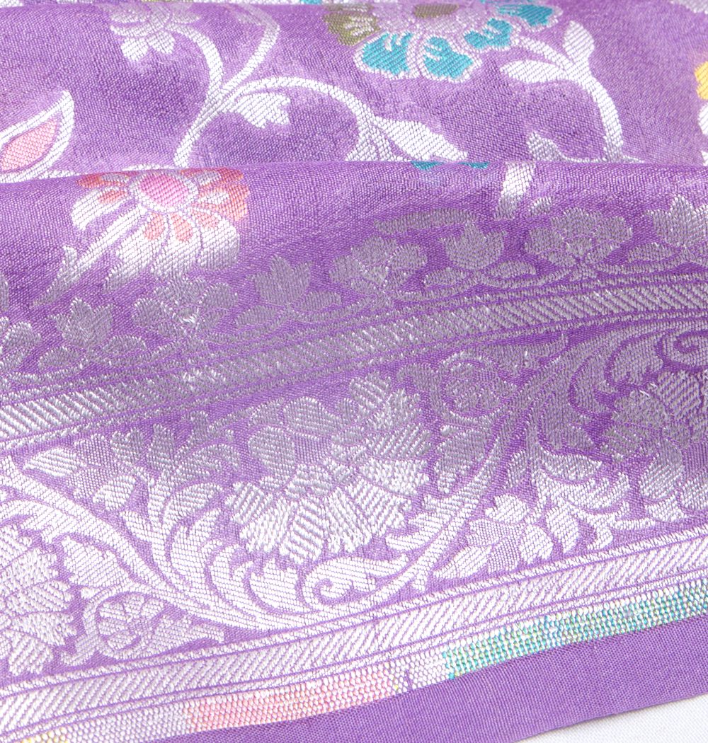Banarasi Tussar Georgette Jaal Lavender Saree