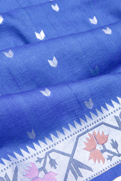 Banarasi Tussar Georgette Brocade Royal Blue Saree
