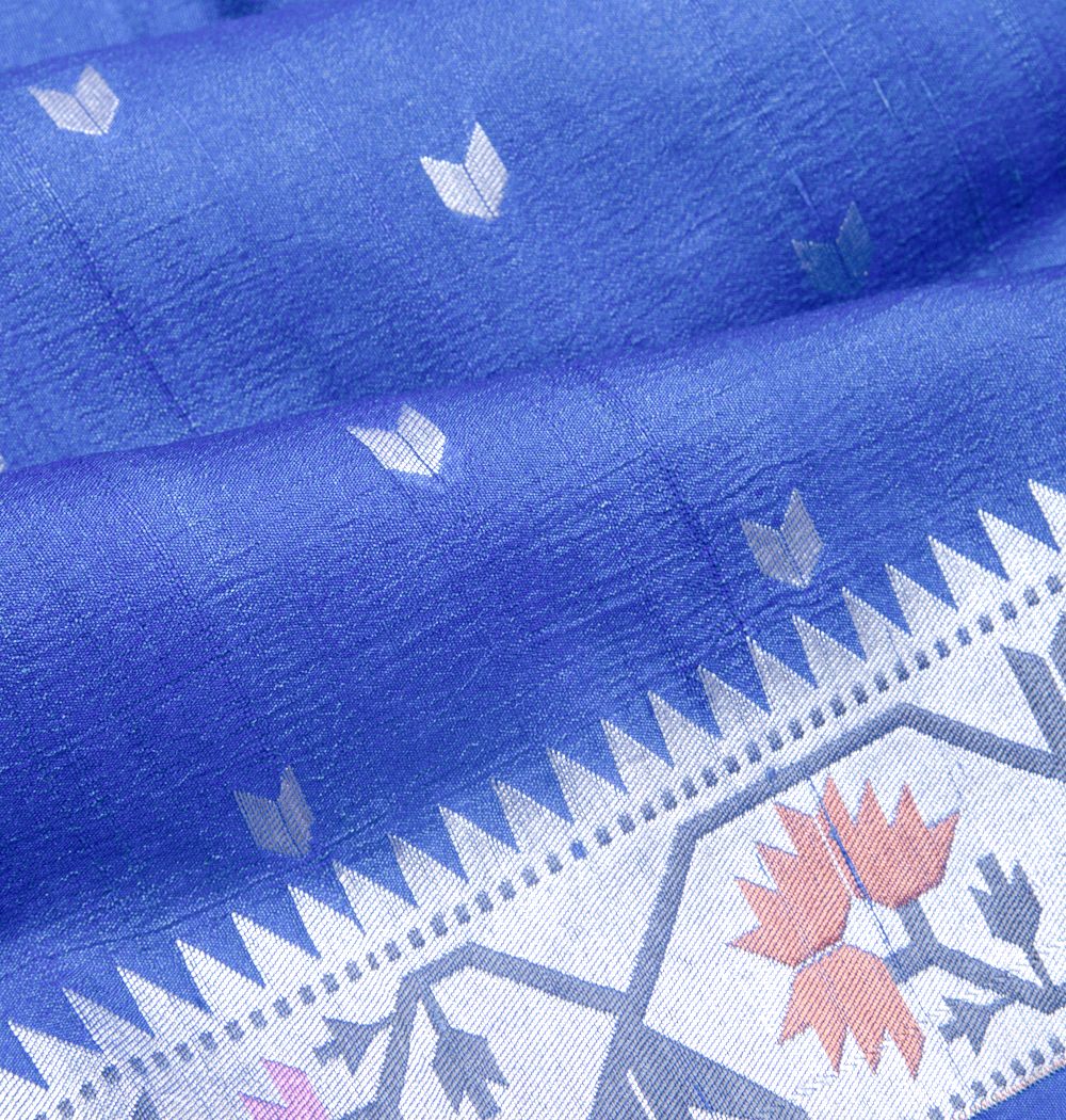 Banarasi Tussar Georgette Brocade Royal Blue Saree