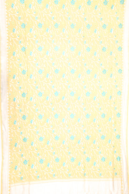 Banarasi Tussar Georgette Jaal Yellow Saree