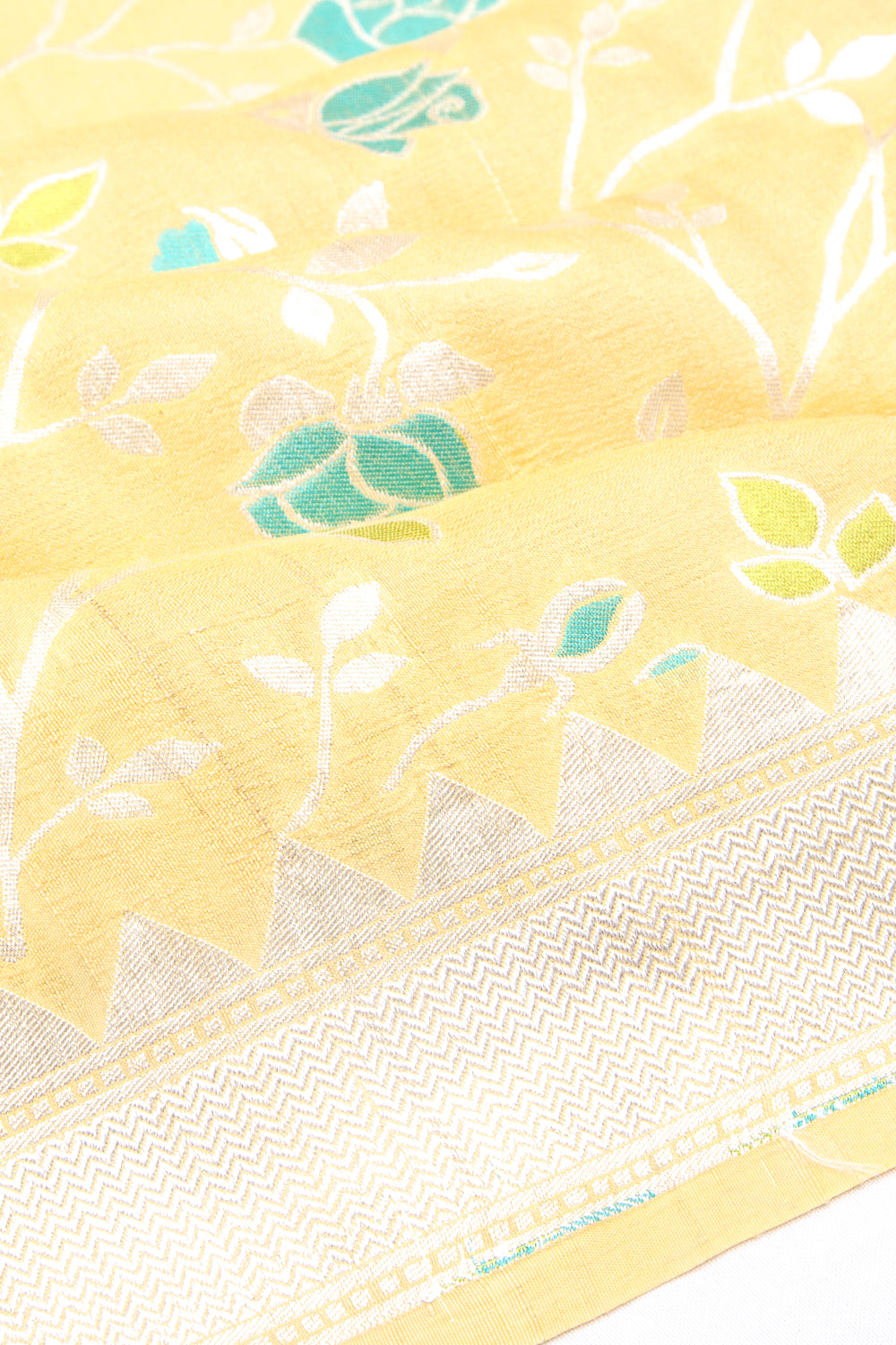 Banarasi Tussar Georgette Jaal Yellow Saree