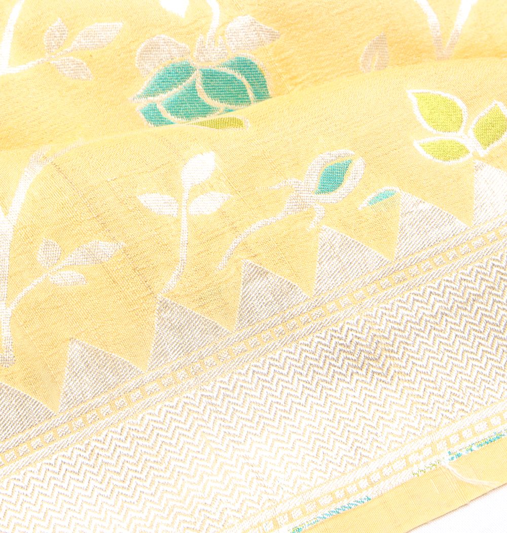 Banarasi Tussar Georgette Jaal Yellow Saree