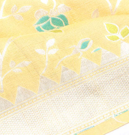 Banarasi Tussar Georgette Jaal Yellow Saree