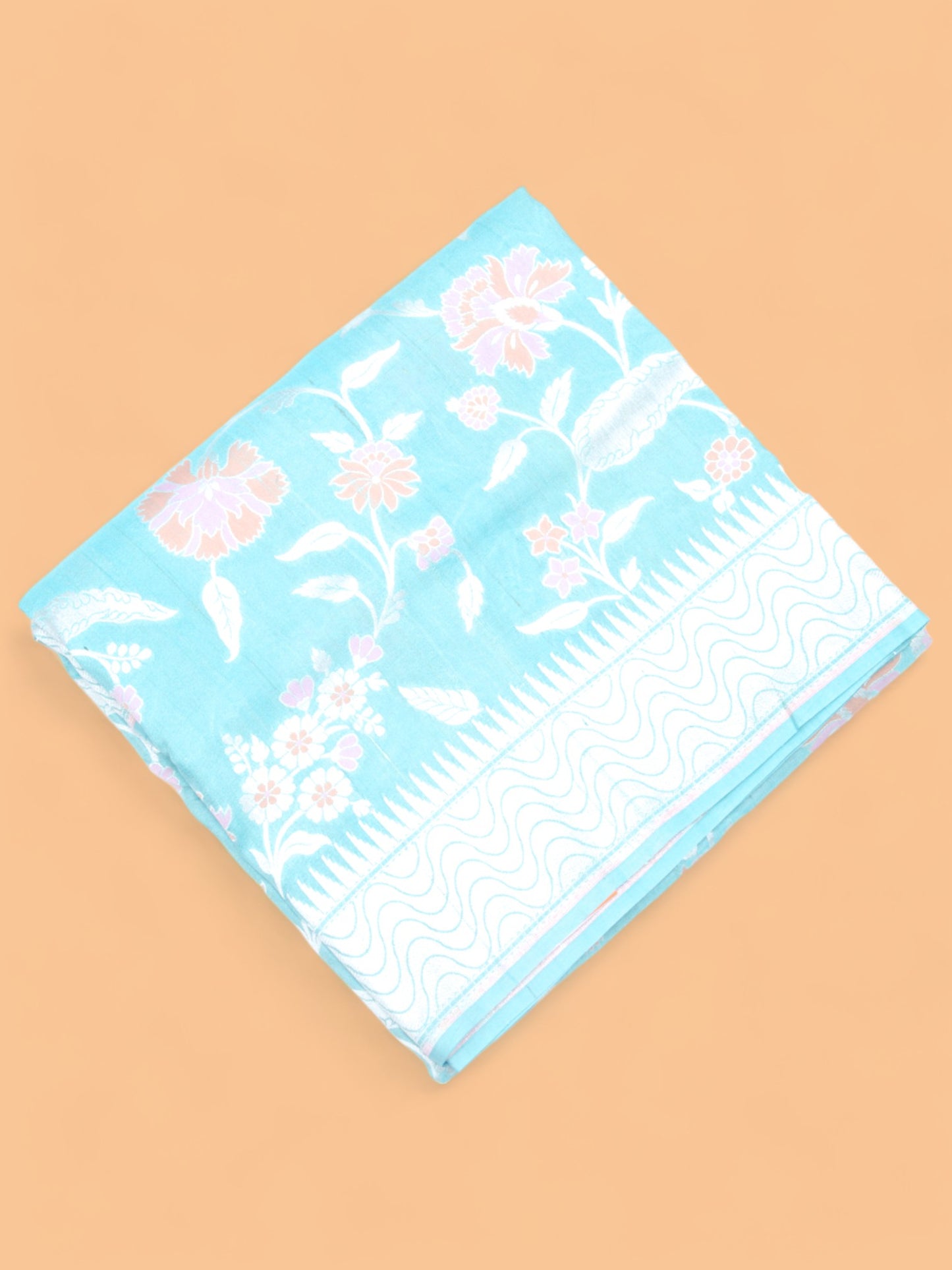 Banarasi Tussar Georgette Jaal Sky Blue Saree