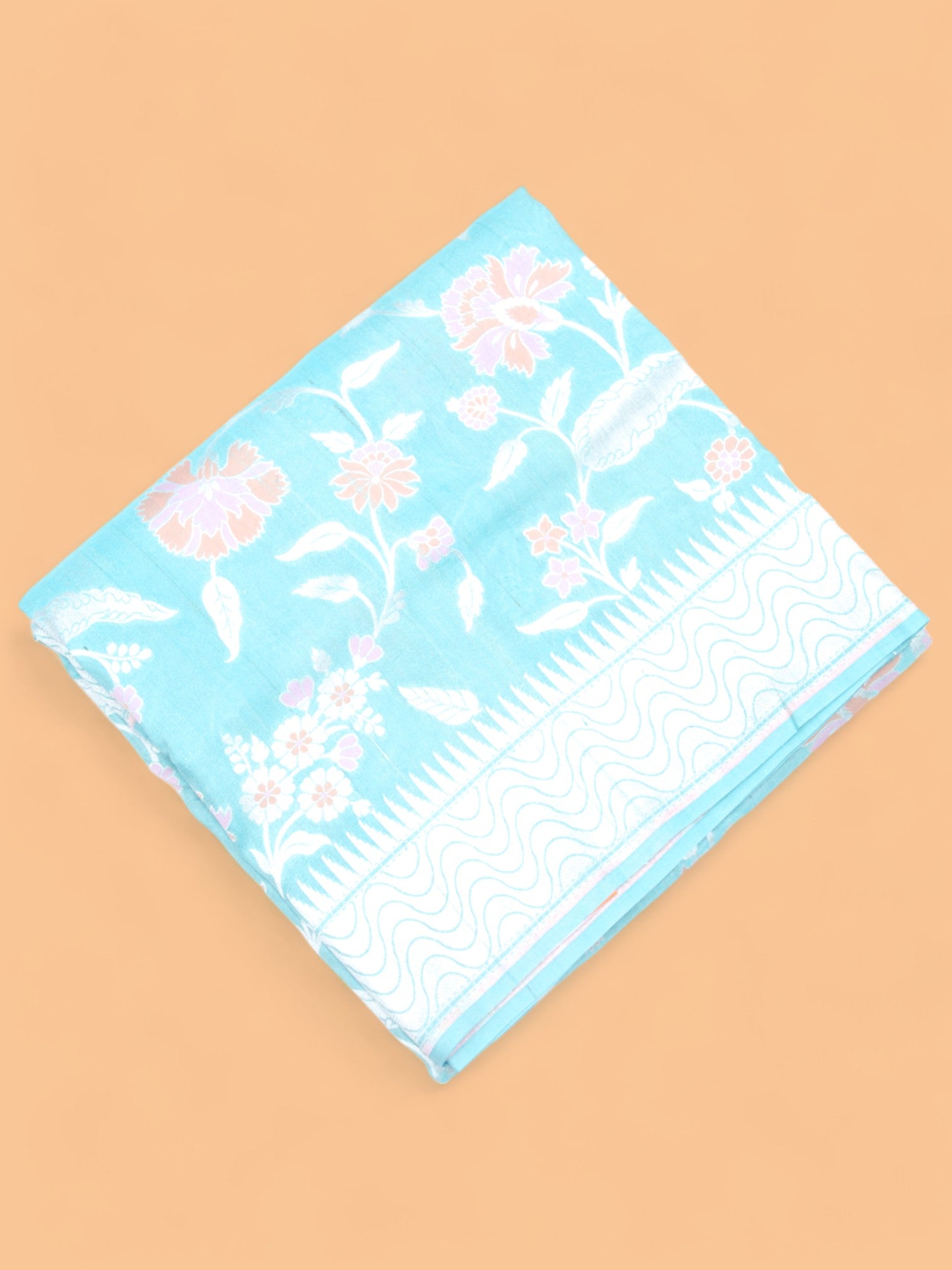 Banarasi Tussar Georgette Jaal Sky Blue Saree