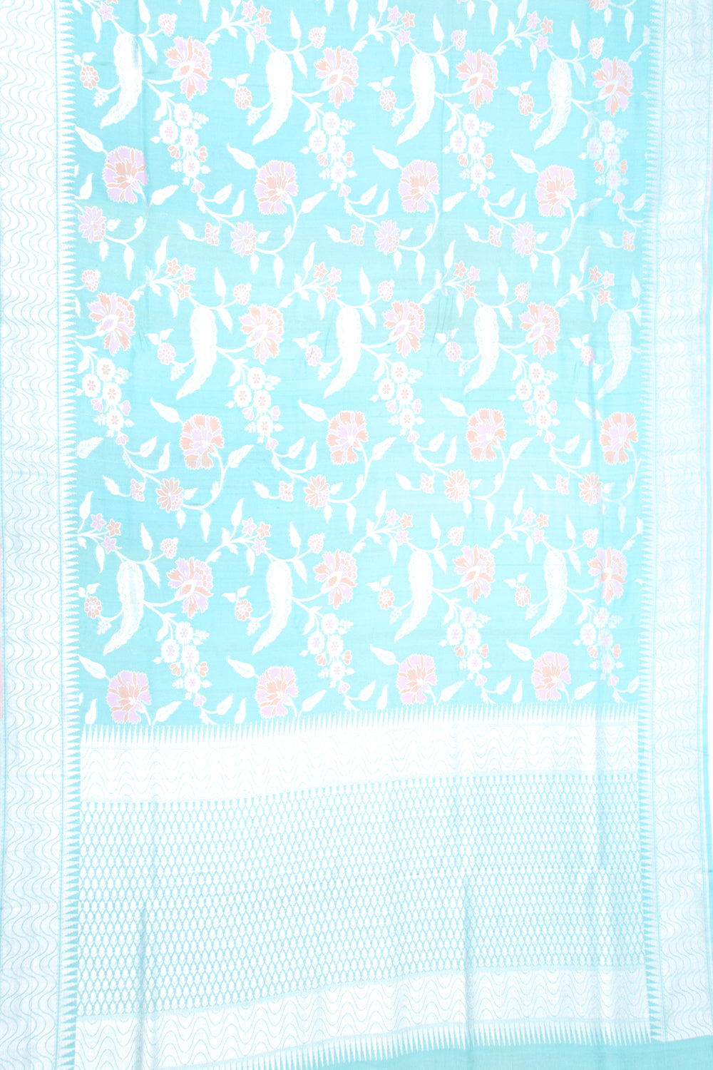 Banarasi Tussar Georgette Jaal Sky Blue Saree