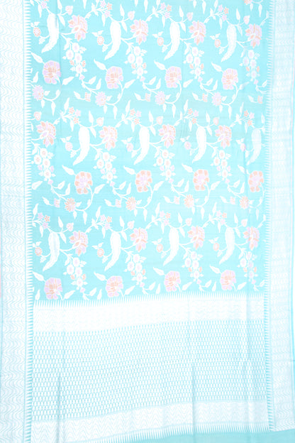 Banarasi Tussar Georgette Jaal Sky Blue Saree