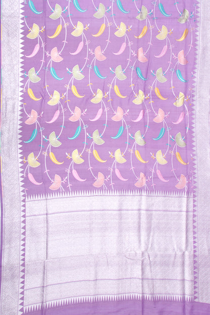 Banarasi Tussar Georgette Jaal Purple Saree