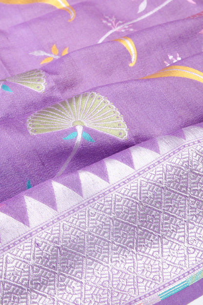 Banarasi Tussar Georgette Jaal Purple Saree