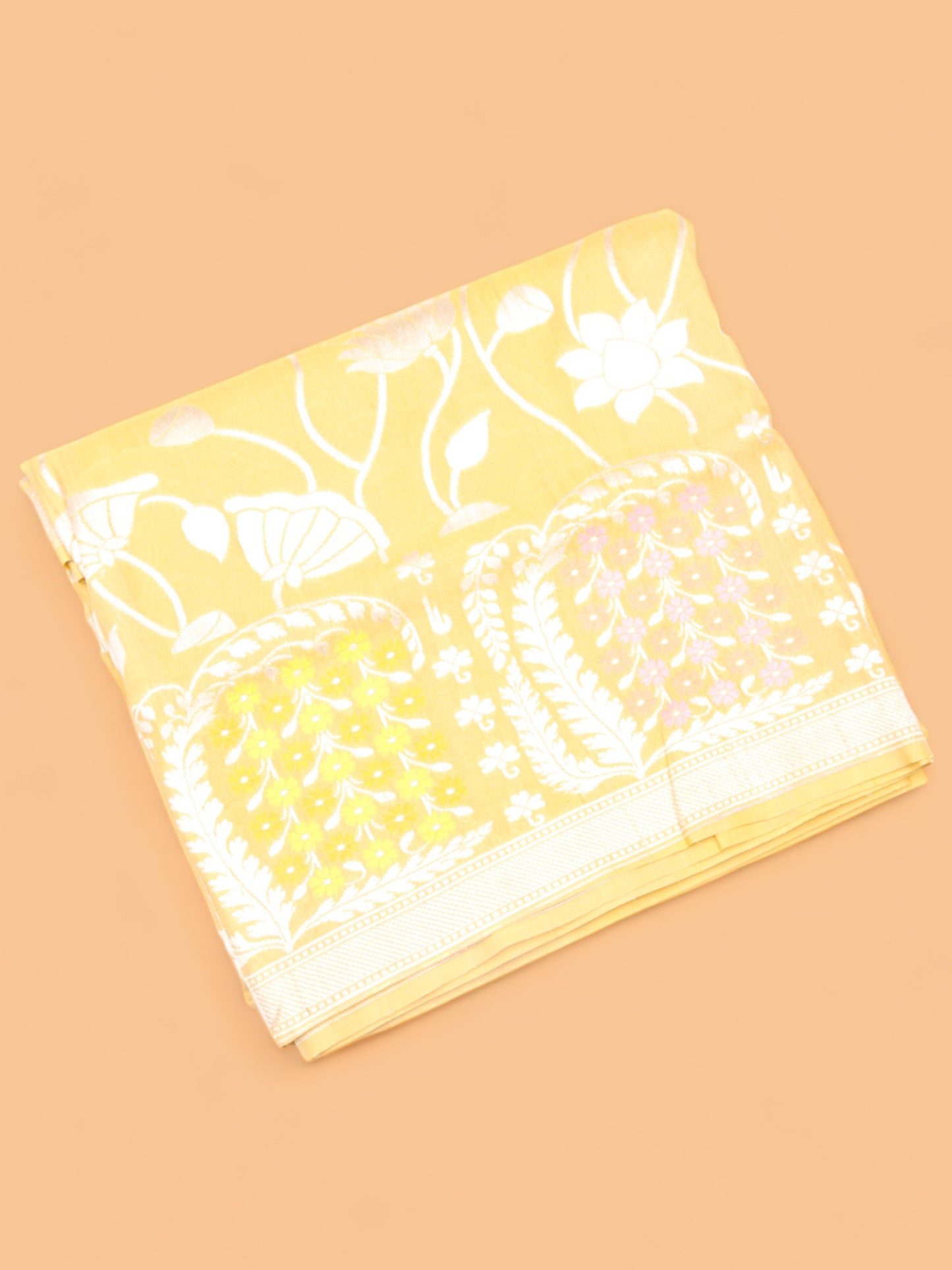 Banarasi Tussar Georgette Jaal Yellow Saree